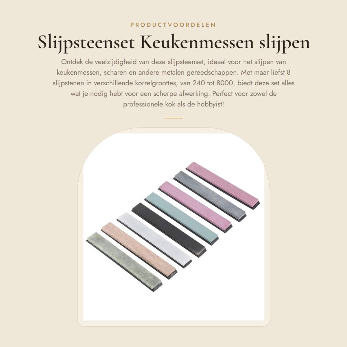Dailygoods- Slijpsteenset 8 Stuks - Korrelgrootte 240/400/800/1000/3000/5000/8000 - Hoogwaardige Steen - Draagbaar - Voor Slijpen van Keukenmessen - Afmetingen 15 x 2 x 0,5 cm - Slijpstenen