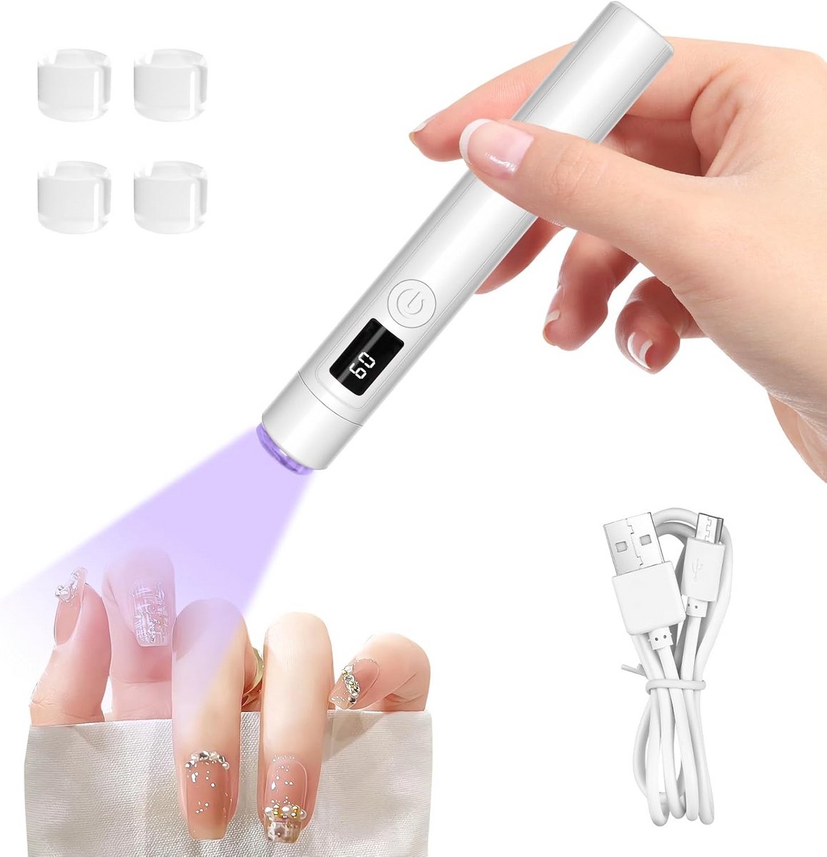 UV Nagellamp - Mini Uitharder - Gelnagels Drogen - Met Nagelstempel - Compact Formaat - Wit