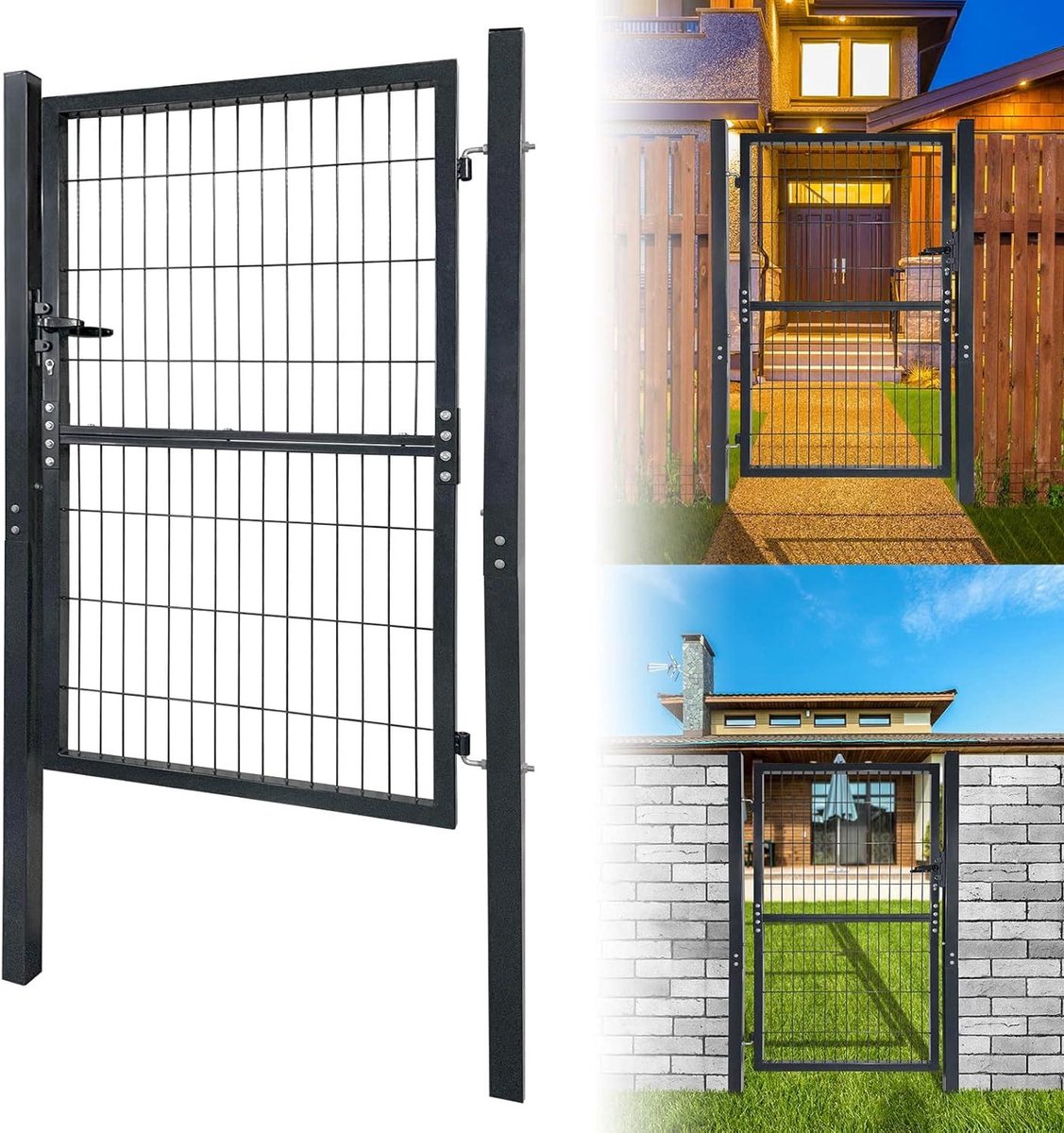 Tuinpoort Dubbel - Hekwerk Deur - Tuin Afscheiden - Verzinkt Staal - 150 x 100 cm - Antrac