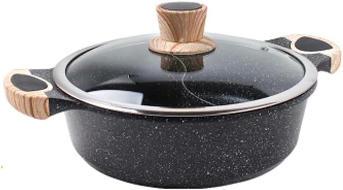 Yin Yang Hot Pot - Soeppot verdeler - Samen koken - Gescheiden koken - 24.5 x 8 cm - Zwart