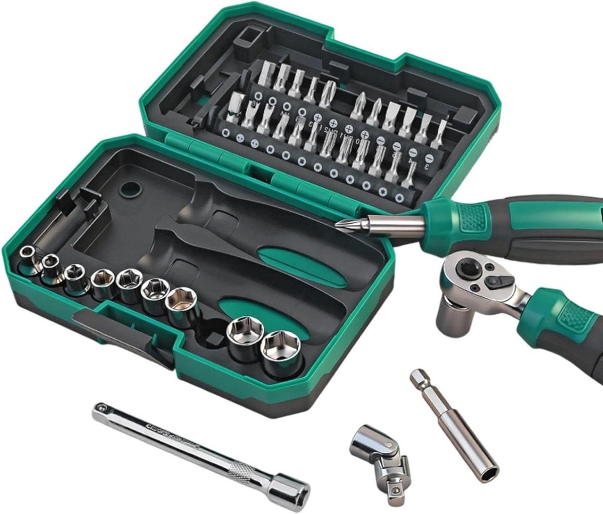 Ratelsleutelset - Reparatieset Schroefsleutel - Auto Onderhoud - Magnetische Bithouder - 40 Delig - Uniek