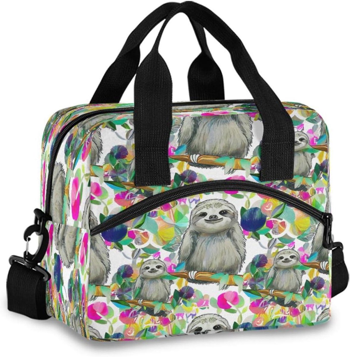 Leuke Lunchtas - Koeltas Dames - Maaltijden Meenemen - Duurzaam Geïsoleerd - 114 x 71 x 95 inch - Luiaards Bloemen