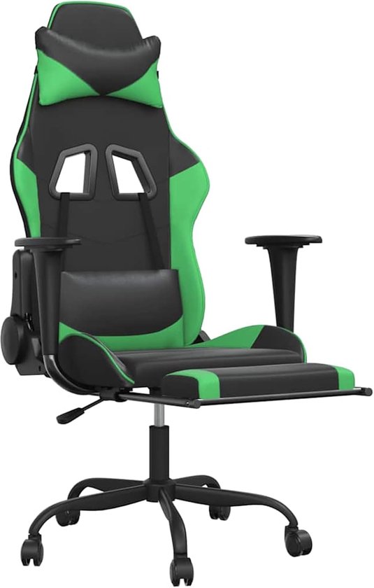 Gaming Stoel - Comfort Stoel - Ontspannen Zitten - Met Massage Functie - 52.5 x 50 cm - Zwart Groen — afbeelding 3