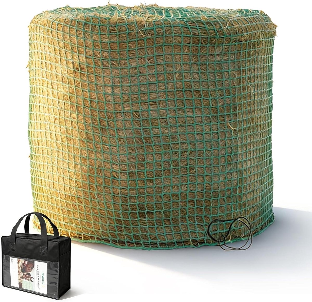Hooinet voor ronde balen, Ø 150 cm Hoogte 150 cm Groot hooinet voor paarden Maaswijdte 5x5 cm Robuust net voor ronde balen Fijnmazig hooinet Slowfeeder-net voor het verlengen van de voertijd