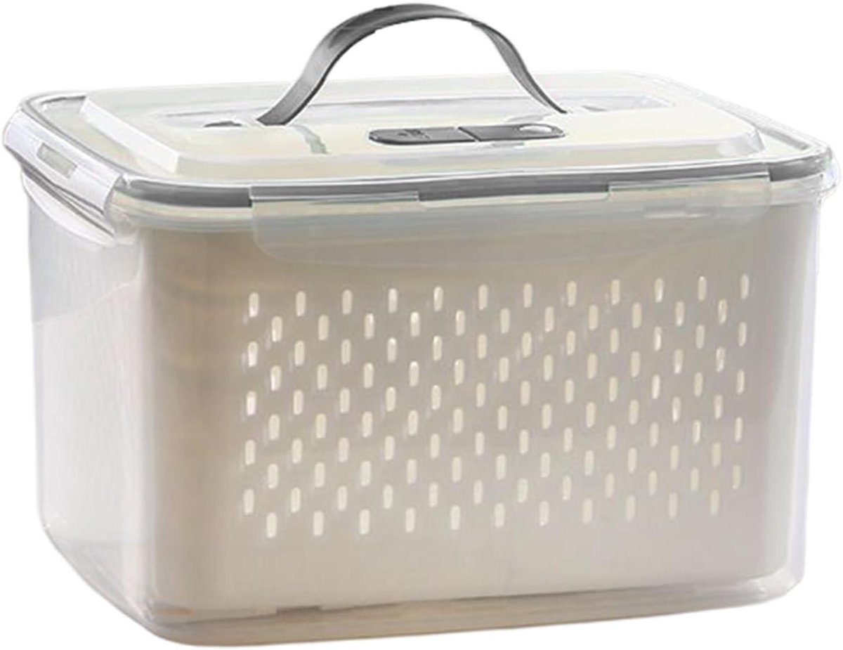 Bewaarbak Koelkast - Voedselcontainers - Voedsel Opbergen - Afneembare Drainagelaag - 3.3L of 7.2L - Transparant