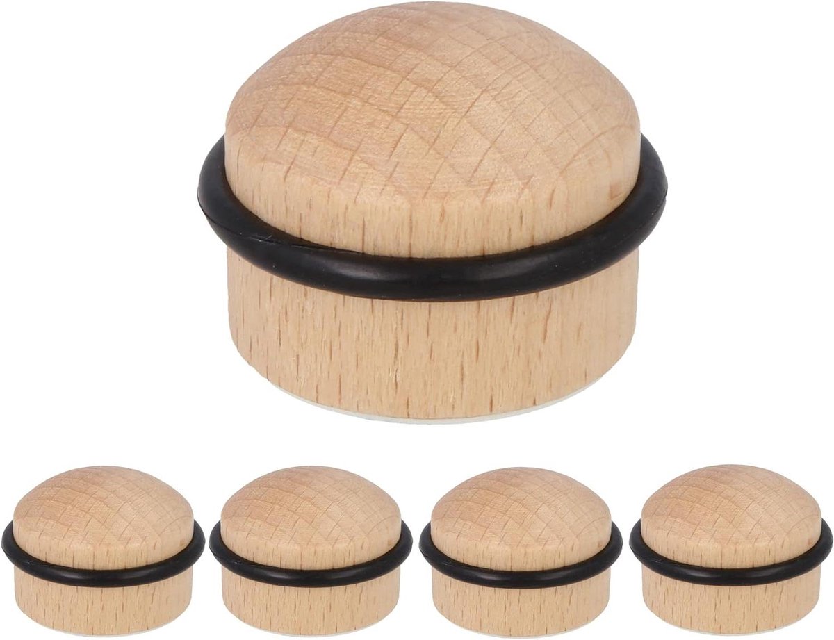 Deurstoppers Hout - Vloerbuffers Set - Muren Beschermen - Zelfklevend Schroefbaar - 5 Stuks - Beige