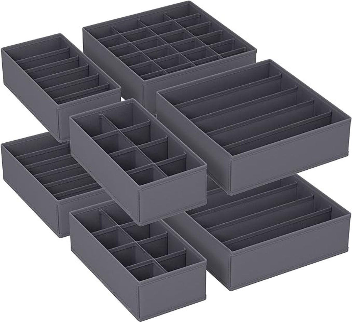 Opvouwbare lade-organizer set, 8 stuks, grijs