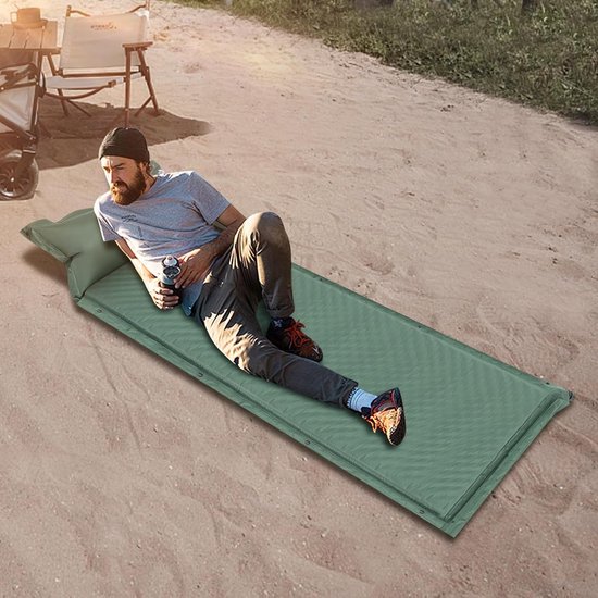 Zelfopblazend Kampeerbed - Slaapmat Luchtbed - Outdoor Kamperen Reizen - 5cm Dik Schuim - 192 x 66 cm - Groen — afbeelding 3