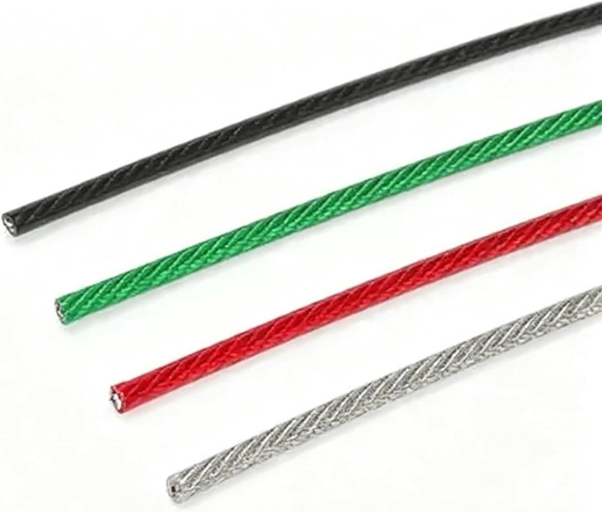 Staalkabels Set - Gecoate Kabels - Waslijnen Ophangen - PVC Gecoat - 20 Meter - Groen