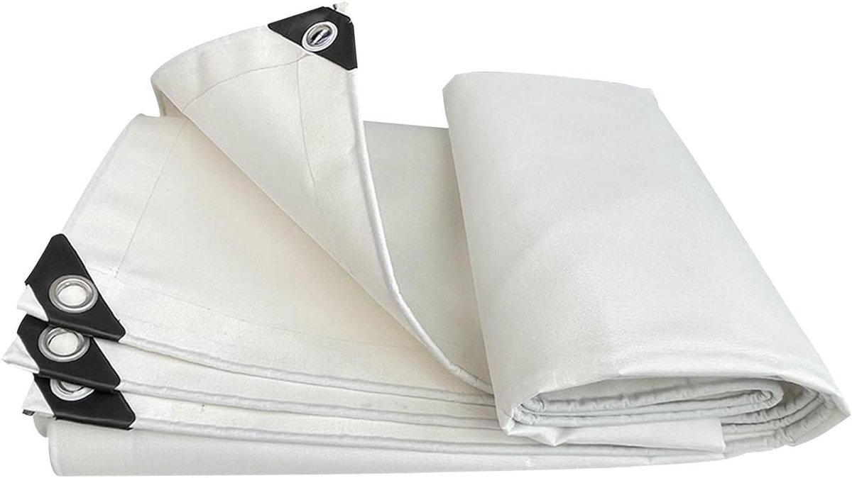 Afdekzeil Waterdicht - Beschermhoes Duurzaam - Tuin en Werkplaats - Versterkte Ogen Aluminium - 1 x 2 Meter - Wit