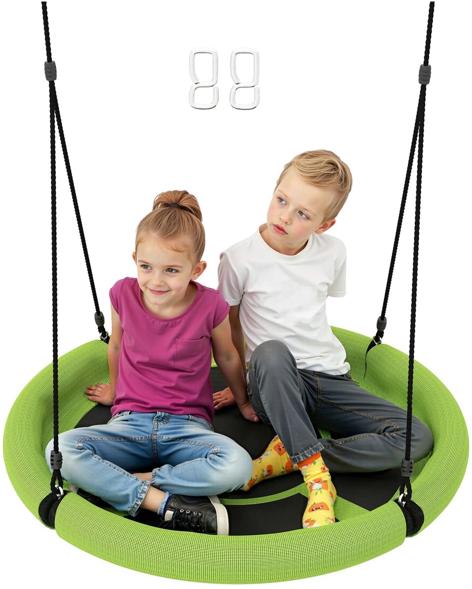 Nestschommel Ø98 cm – Verstelbare Kinderschommel tot 100 kg voor 3-8 Jaar – Groen