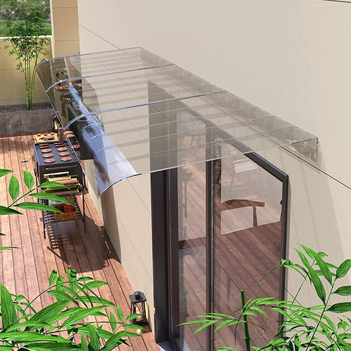 Gebogen Luifel - Regenbescherming Buiten - Voorkomt Natte Deur - Stevig Polycarbonaat - 50x90cm - Doorzichtig