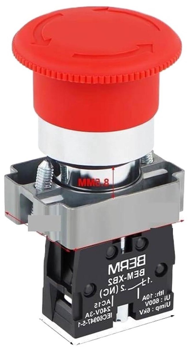 Noodknop Schakelaar - Start Stop Knop - Apparaten Bediening - Zelfvergrendelend - 5 Stuks - Paddestoel