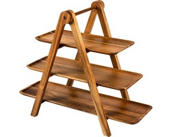 Purepeak Etagere 3 Laags - Serveertoren - Serveerschalen - Hout - Inklapbaar