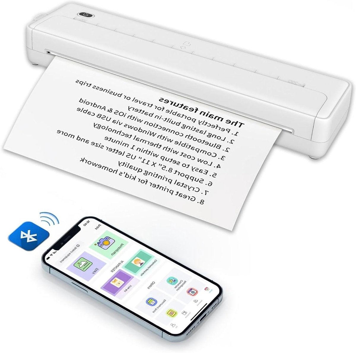 Draagbare Printer - Mobiele Printer - Onderweg Printen - Inktloze Technologie - A4 Formaat - Zwart