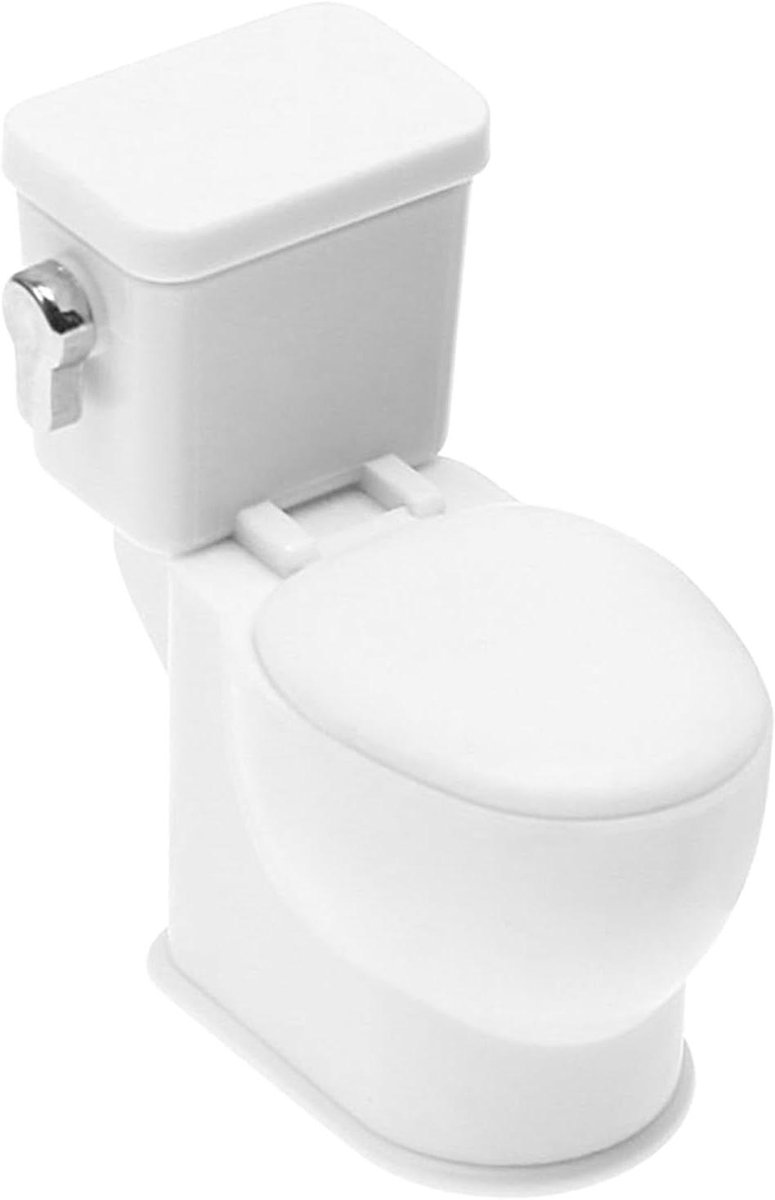 Miniatuur toilet - Poppenhuis accessoire - Fantasie spel - Interactief spoelgeluid - 5 x 6 x 8 cm - Wit