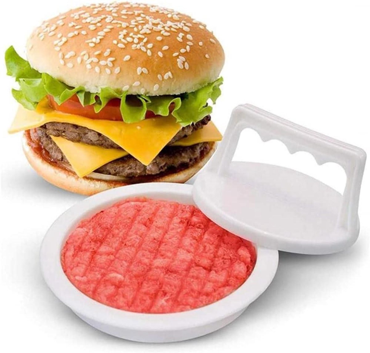 Burger Maker - Vleespers Vorm - Burgers Maken - Antiaanbaklaag - 13.2 cm Diameter - Wit