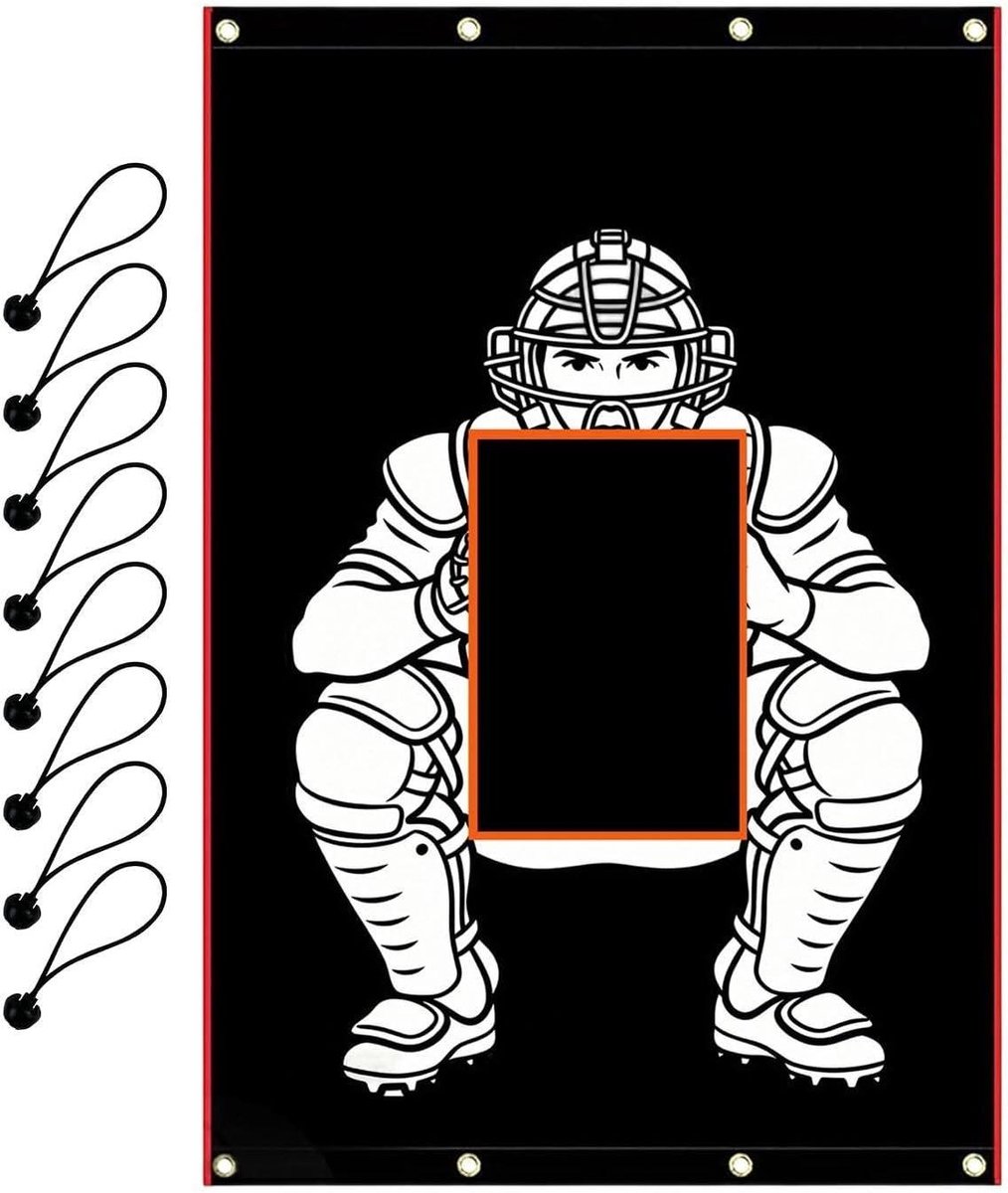 Baseball Backstop - Oefendoel Honkbal - Slagtraining Verbeteren - Gereedschapsloze Installatie - 122x183cm - Zwart