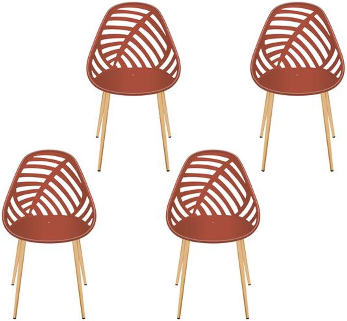 Buitenstoelen Set - Tuinstoelen Terras - Buiten Zitten - Trendy Modern Design - 4 stuks - Oranje Bruin
