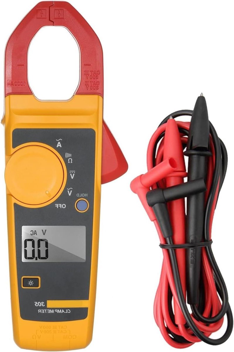 Digitale Stroomtang - Universele Meter - Stroom Meten - LCD Achtergrondverlichting - 30mm Kaak - Oranje Rood