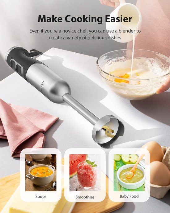 Staafmixer - Handmixer Keuken - Maaltijden Bereiden - Borstelloze Motor - 1000 Watt - Rood — afbeelding 2