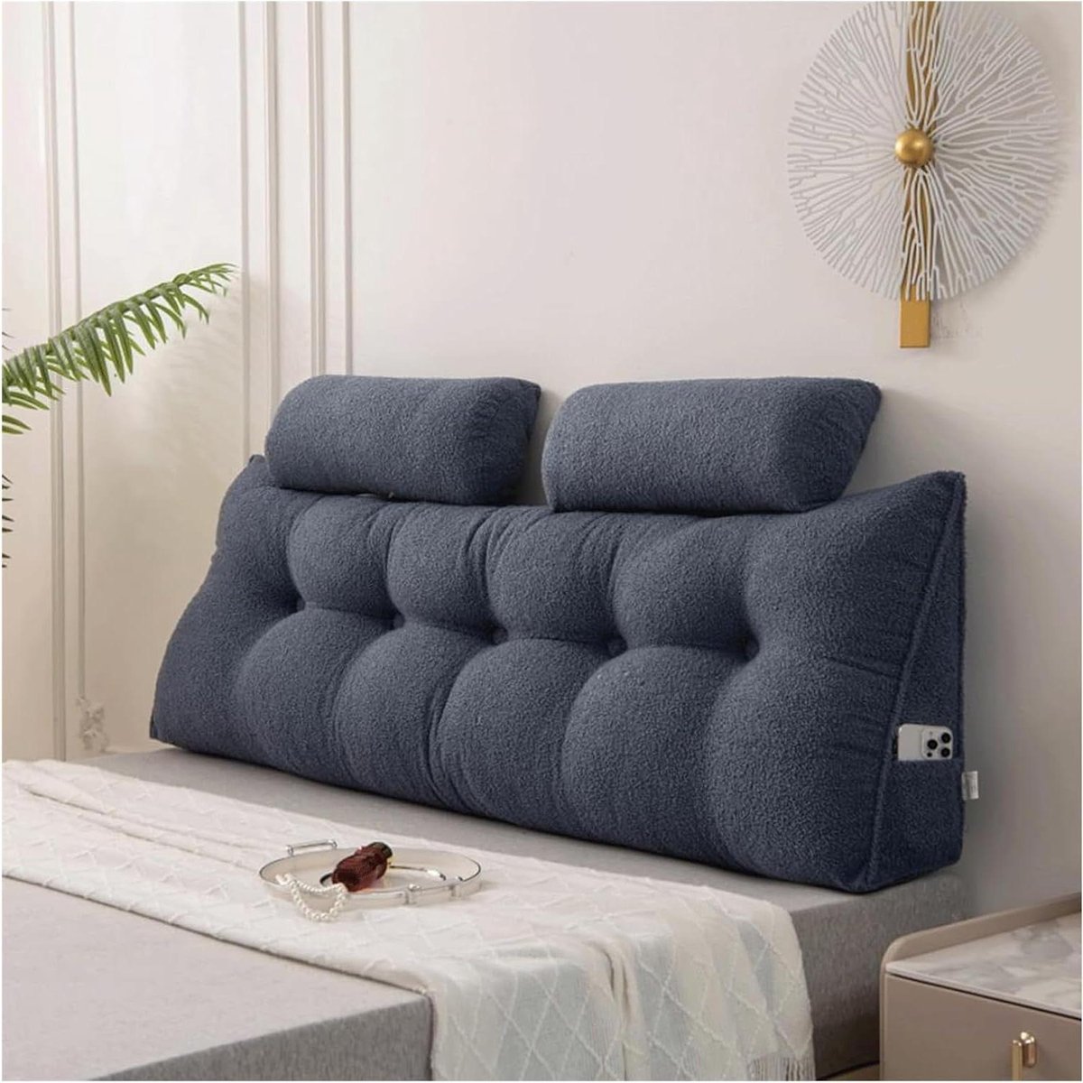 Wigkussen Bed - Groot Rugkussen - Comfortabel Lezen - Afneembare Hoofdsteun - 100x20x50 cm