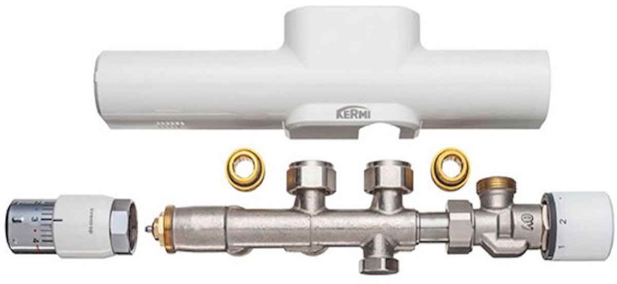 Kermi ruimteklimaat x-link plus aansluitgarnituur voor vloerverwarming, afdekking wit, tweepijpssysteem, ZV01680001