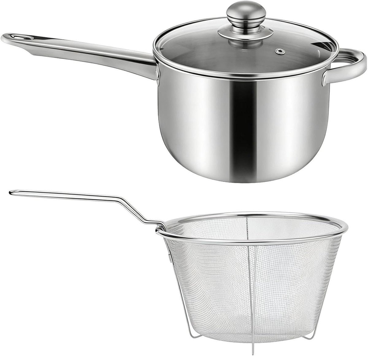 Frituurpan met mand Olie kookpan Efficiënt koken Gelijkmatige warmte Grote capaciteit Meerkleurig