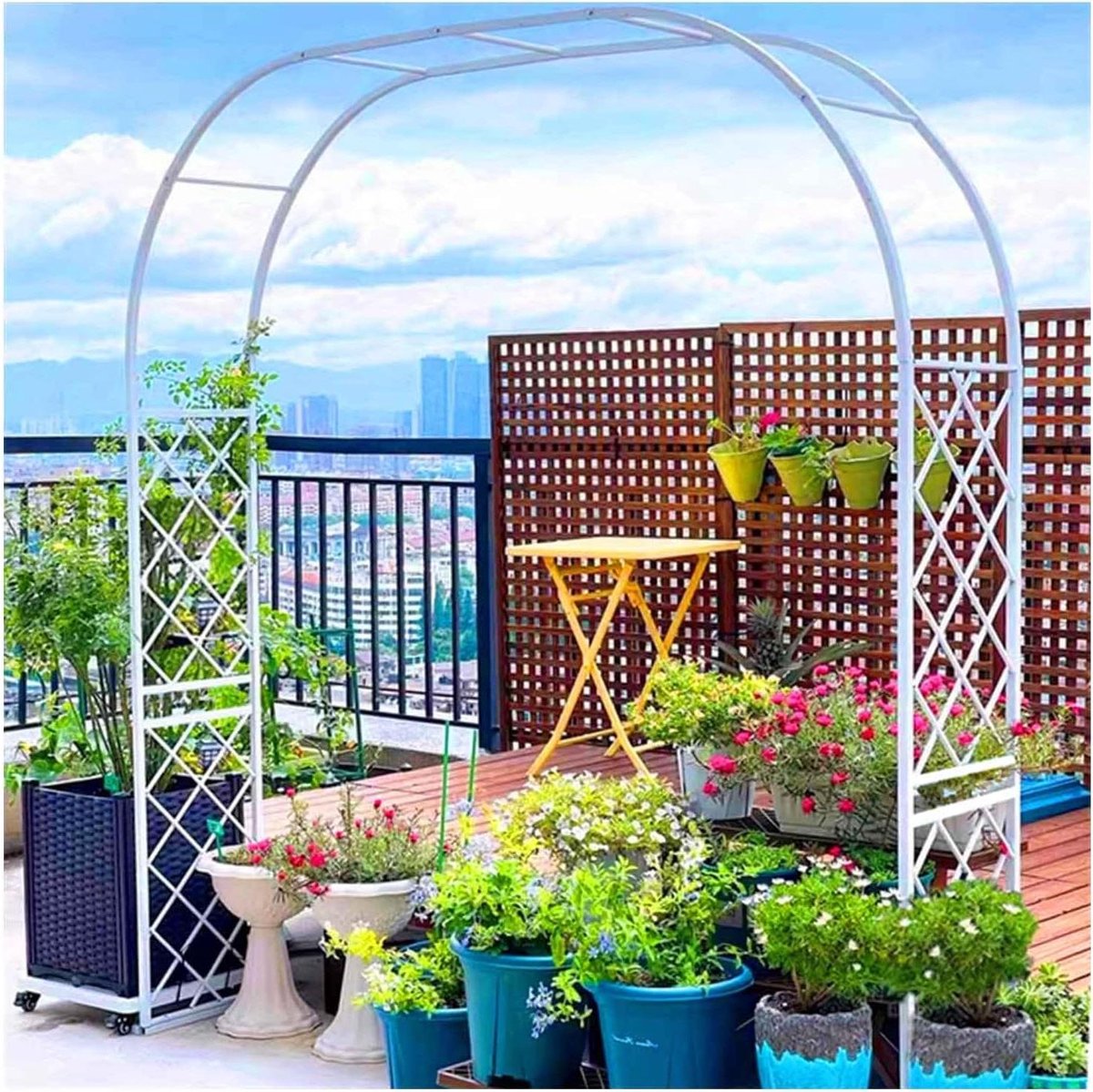 260 x 250 cm wit metalen rozenboog - vrijstaande tuin bruiloft trellis pergola voor klimplanten elegante bloemenboog voor outdoor evenementen en stijlvol