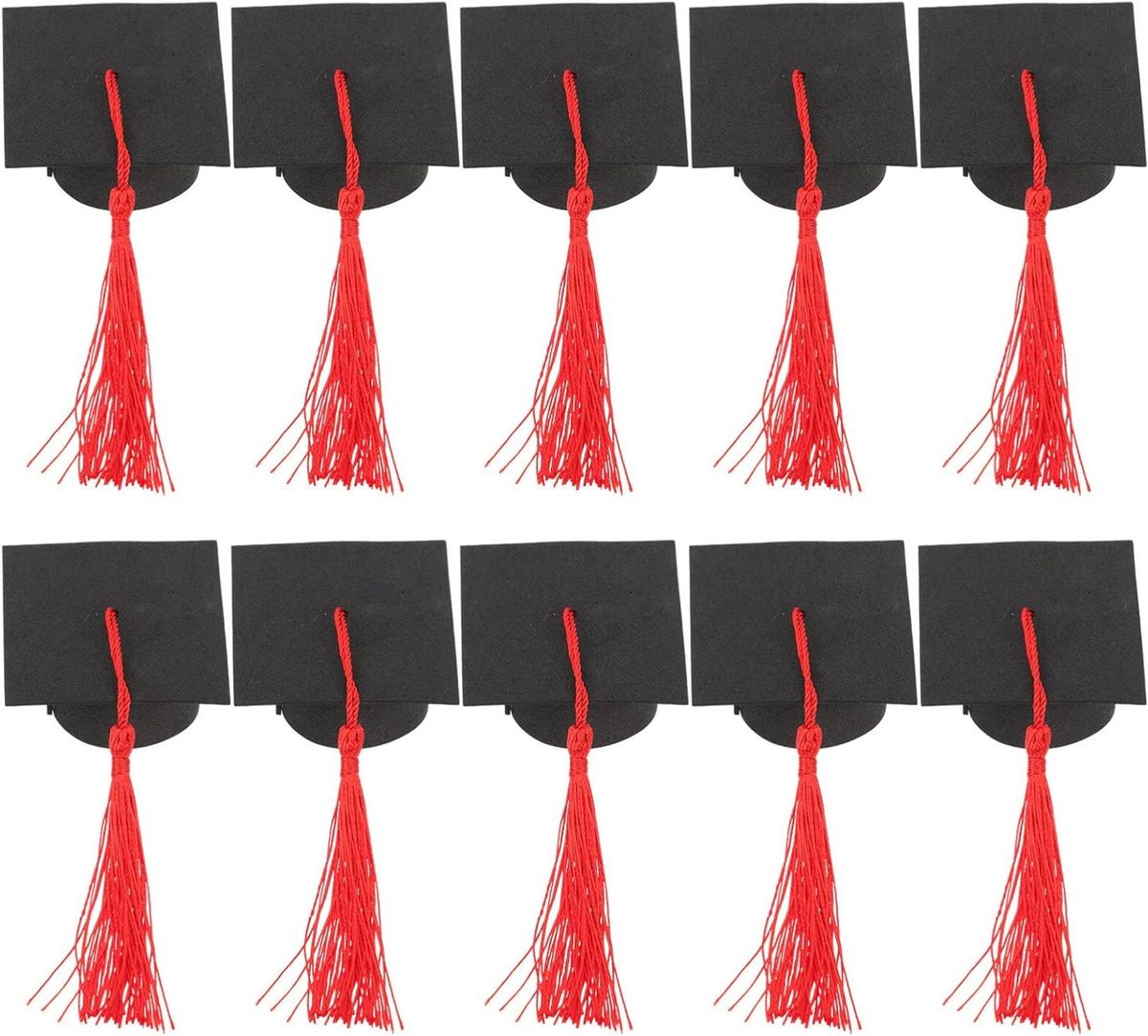 Mini Afstudeer Hoedjes - Taartdecoraties - Feestelijke Decoratie - Met Kwastjes - 20 Stuks - Rood