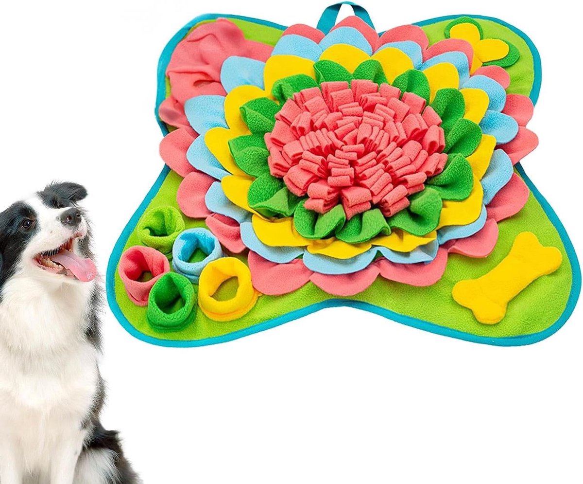 Snuffelmat Hond - Voederspeelgoed Mat - Mentale Stimulatie - Gerecycled Materiaal - 28 x 22.5 cm - Geel Groen