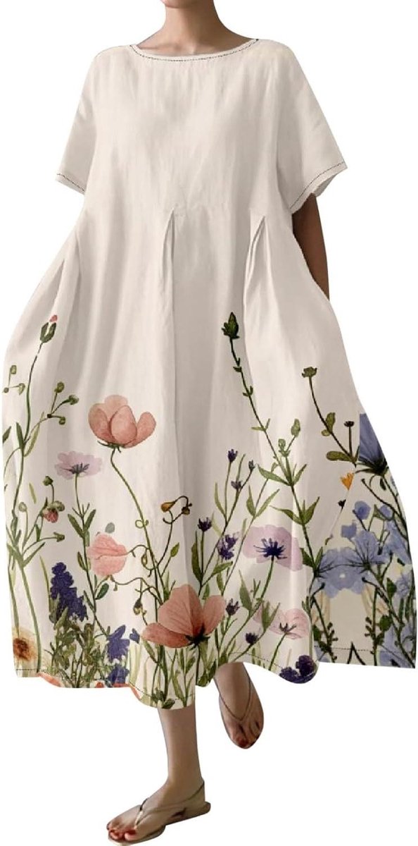 Zomerjurk Dames - Bloemenjurk Elegant - Casual Dagelijks - Vintage Stijl - Maxi Lengte - Bohemian