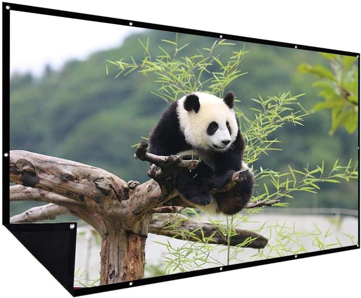 Projectiescherm - Opvouwbaar scherm - Thuisbioscoop creëren - Zwarte lichtabsorberende achterkant - 60 inch - Wit