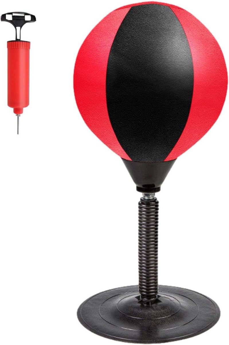 Bureaubokszak - Mini boksbal - Stress verlichten - Sterke zuignap - 37 cm hoog - Tweekleurig