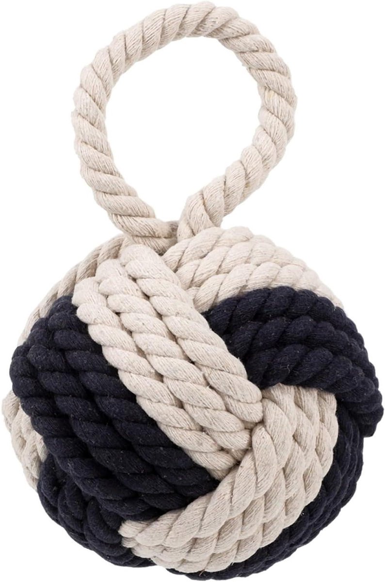 Deurbeschermer Touw Stop - Gewogen Stopper - Voorkom Deuren - Balvormig Decoratief - 22 cm Hoog - Wit