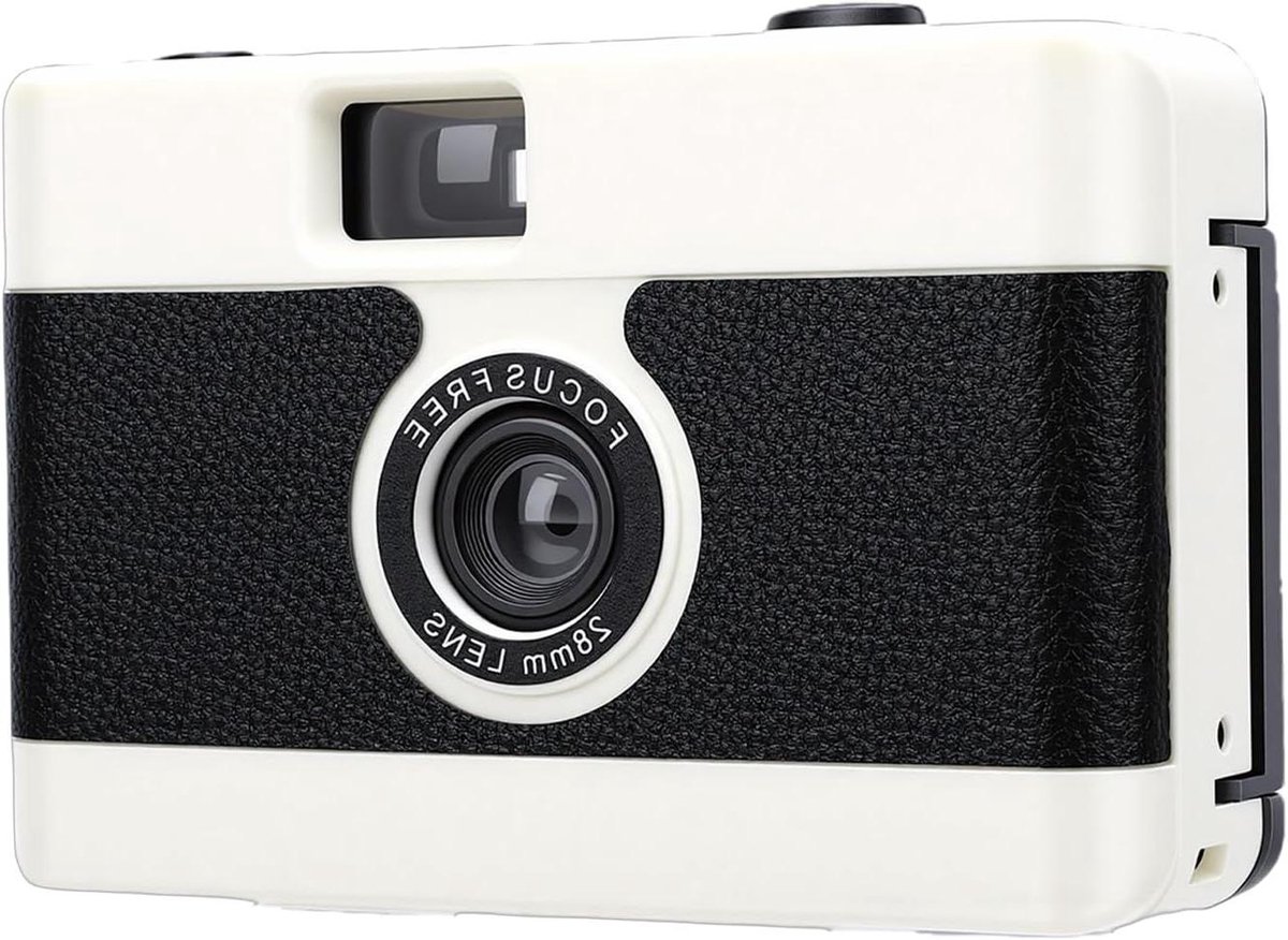Filmcamera 35mm - Herbruikbare camera - Nostalgische fotografie - Ingebouwde flitser - 13x13x4 cm - Wit