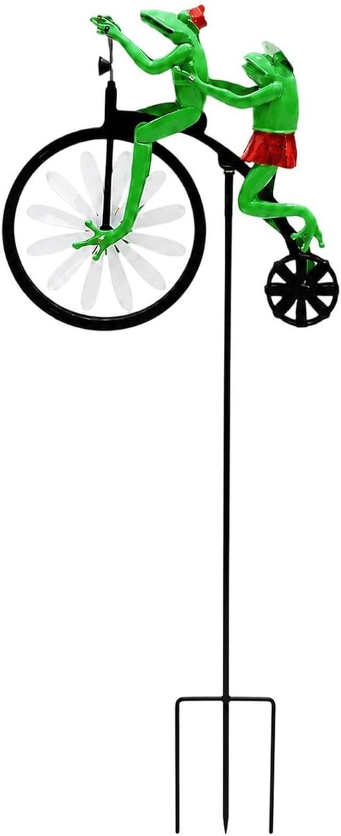 Windspinner Fietsvorm - Tuindecoratie Paal - Buiten Versieren - Gereedschapsloze Installatie - 425 g - Vintage