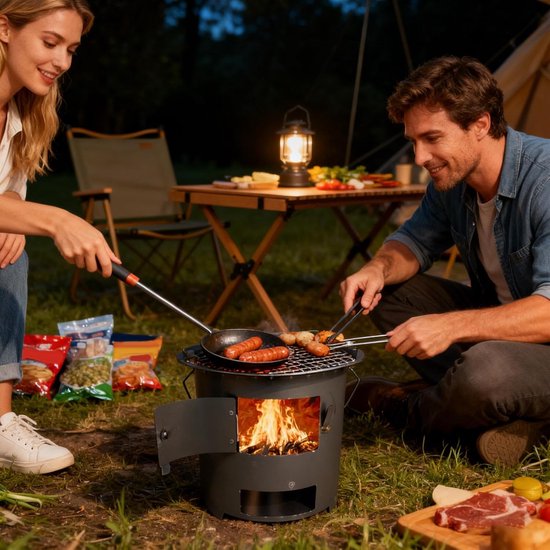 Raketoven voor camping, draagbaar kookgerei met handvat, houtbrandende raketoven voor camping, voor dringende voorbereiding, rugzaktocht, reizen, buiten, terras, achtertuin — afbeelding 3