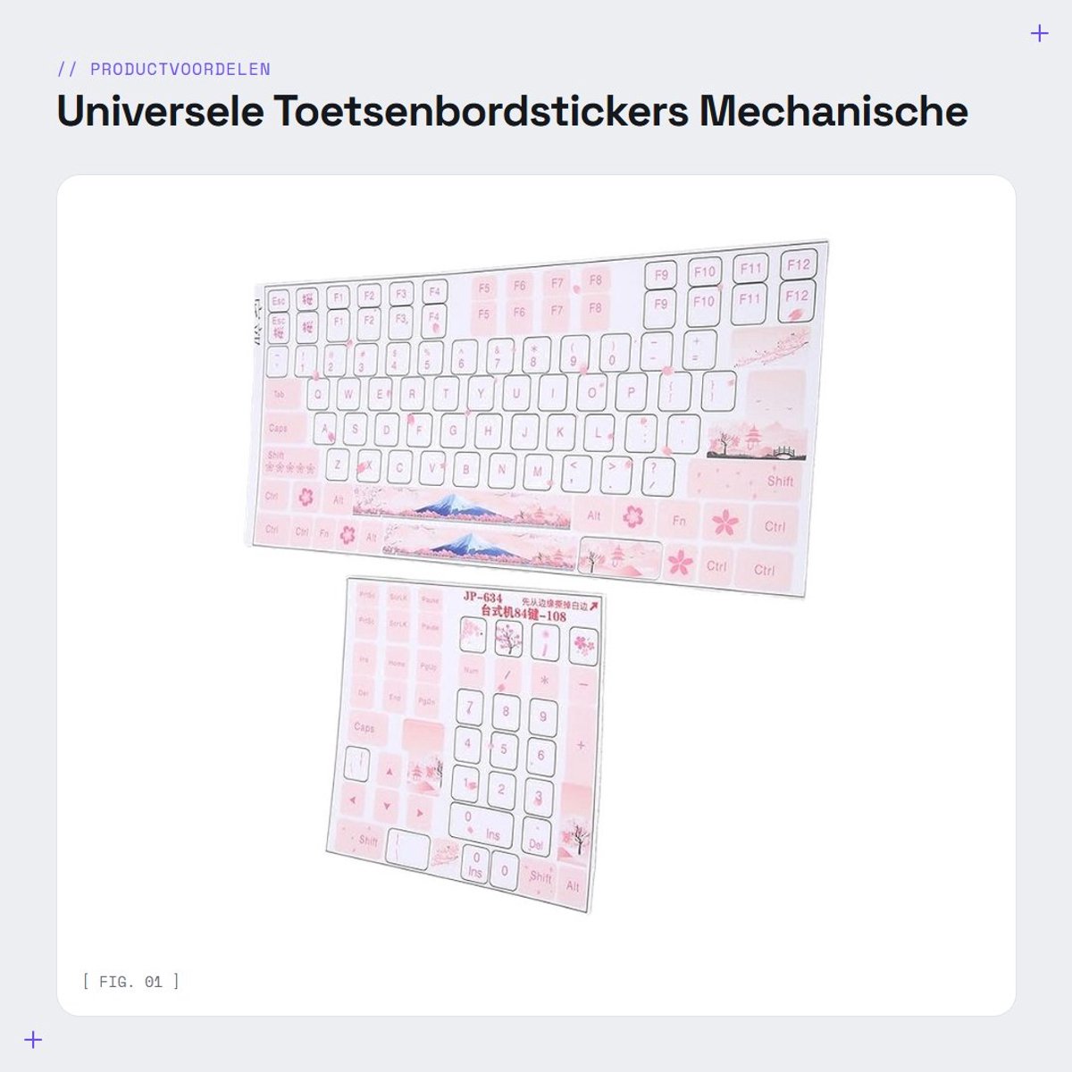 Dailygoods- Toetsenbordstickers Duurzaam PVC - Mechanische Toetsenbordstickers - QWERTY Stickers - Krasbestendig - Slijtvast - Eenvoudig aan te brengen - Keycap Stickers