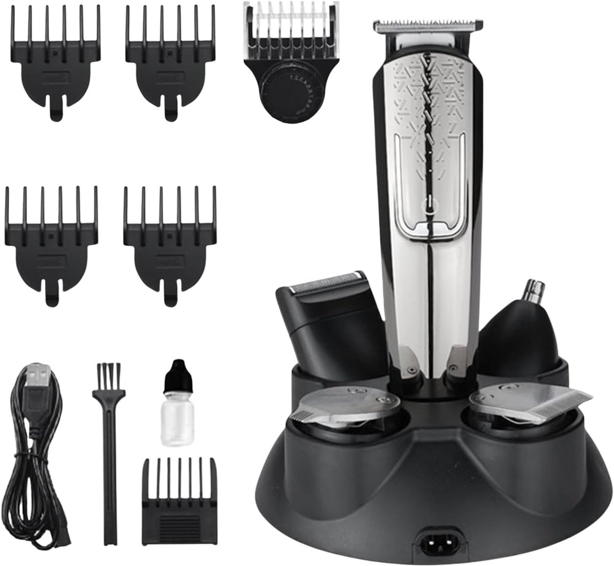 5-in-1 Heren Trimmer Set: Baard, Haar, Neus, Oor & Intieme Verzorging, Waterdicht