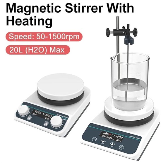 Magneetroerder - Verwarmende mixer - Laboratorium mengen - Digitaal display - 20 liter - Wit — afbeelding 5