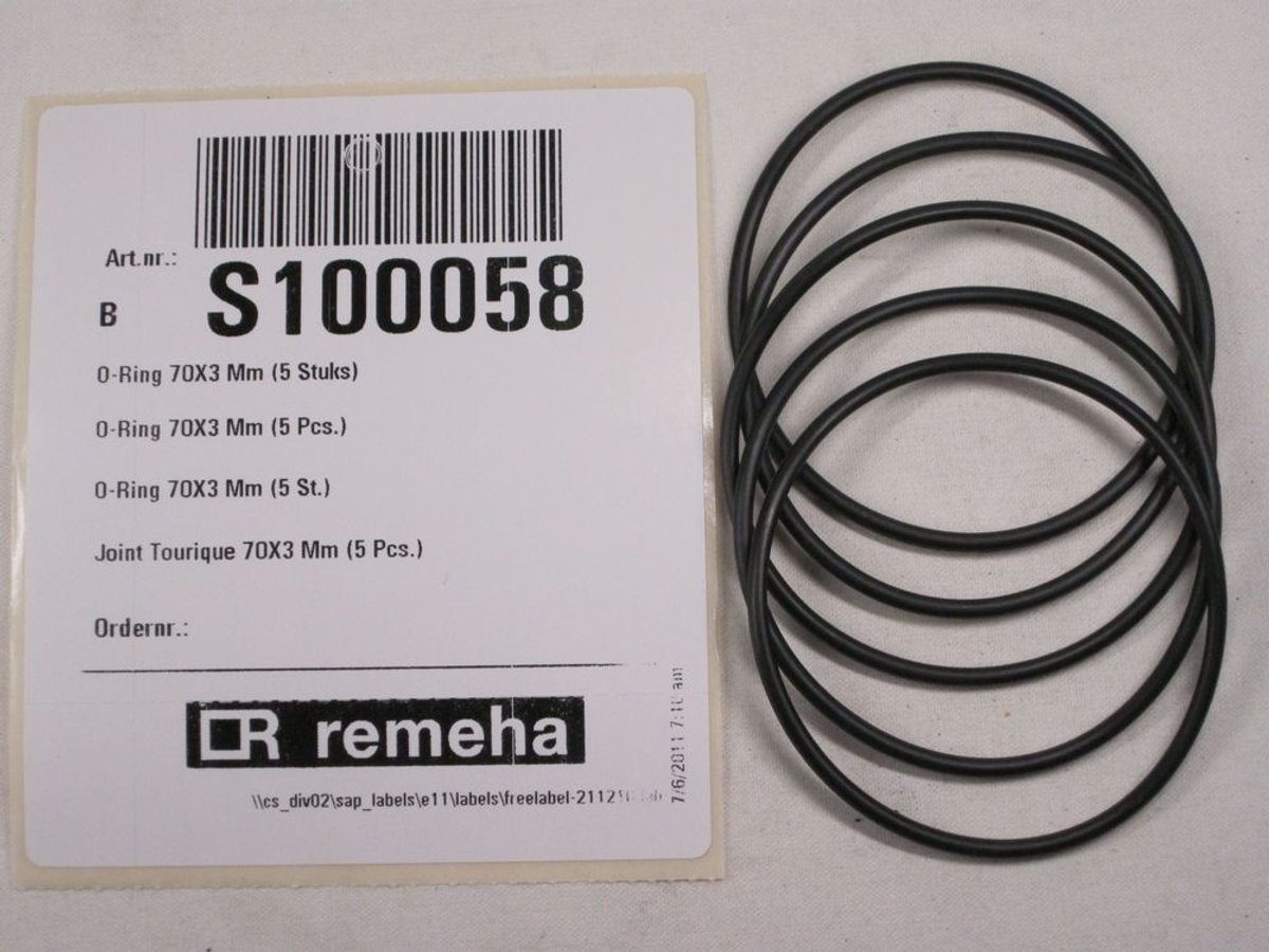 Remeha O-ring ventilator-venturi 70x3mm (5x), S100058