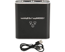 Ethernet Splitter - Netwerk Verdeler - Internet Delen - Gigabit Snelheid - 1000 Mbps - Zwart