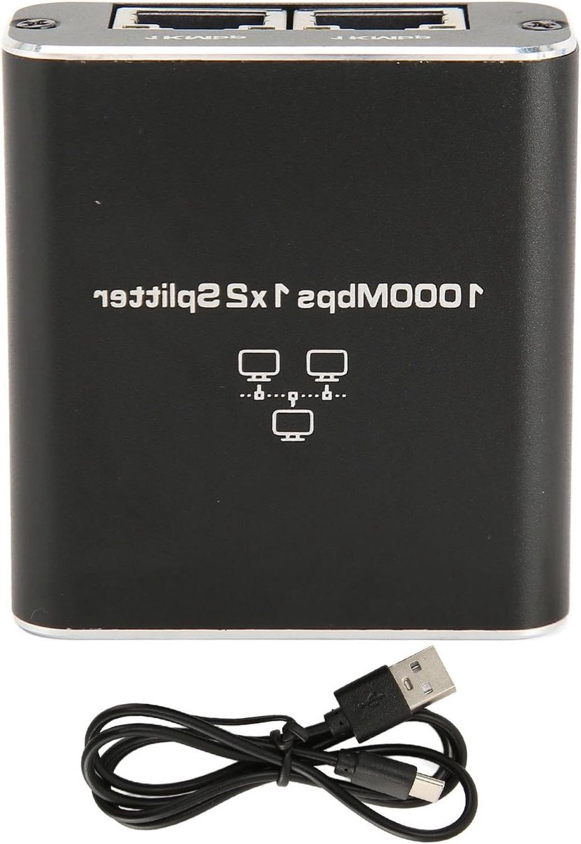 Ethernet Splitter - Netwerk Verdeler - Internet Delen - Gigabit Snelheid - 1000 Mbps - Zwart