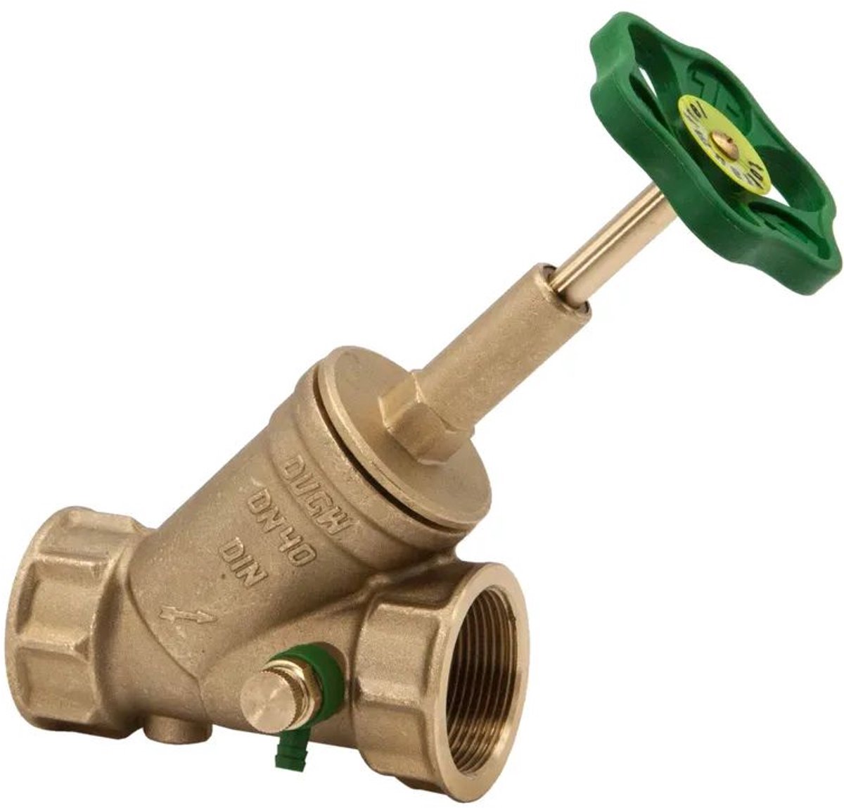 Schlösser Armaturen JS Vrijstroomventiel met mofaansluiting, met aftapping, met stijgende spindel, DN40, binnendraad 1 1/2'', DVGW gekeurd, 0015104000001