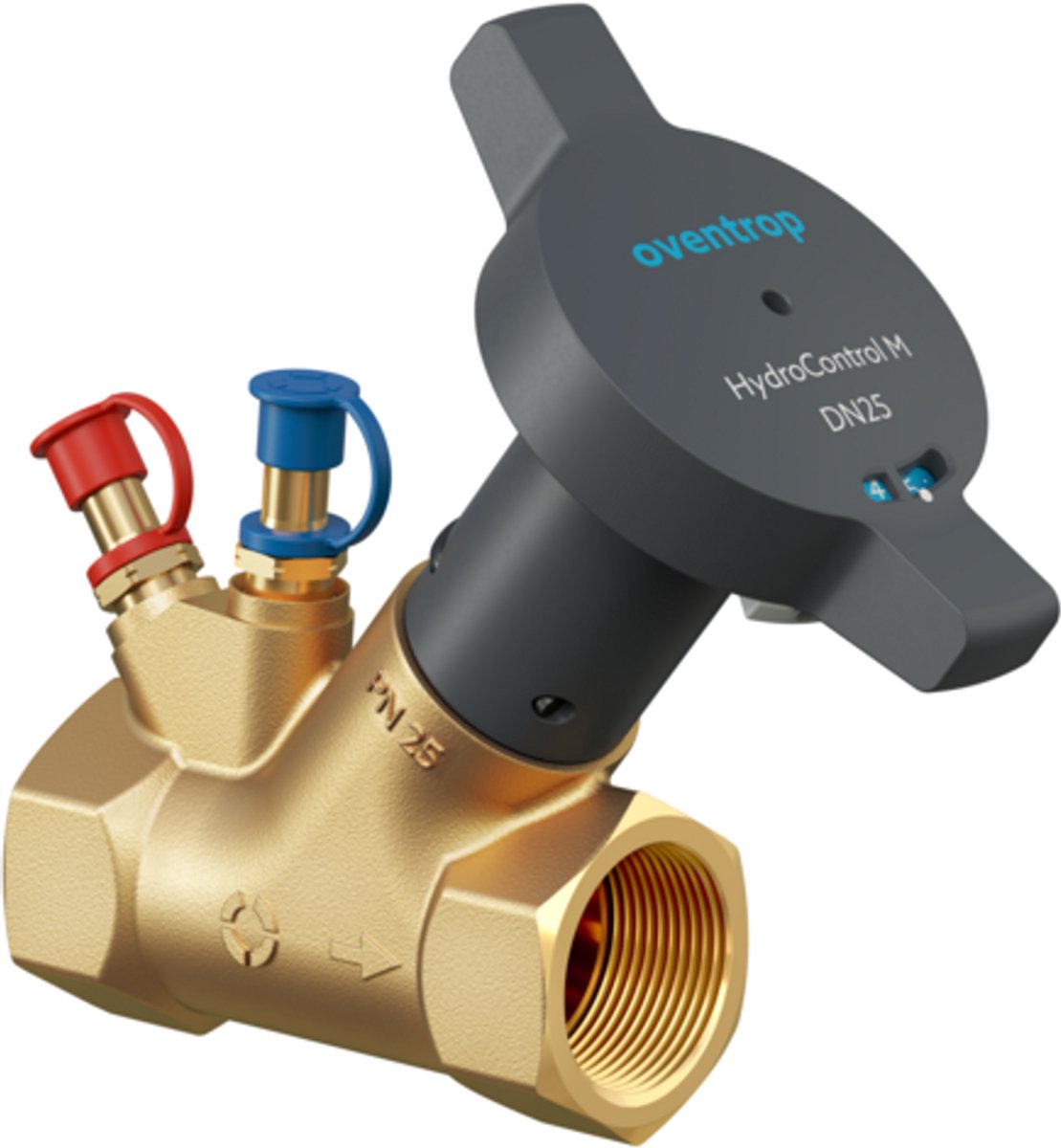 OVENTROP Inregelventiel met meetopening HydroControl M PN 25, DN 15 HF, binnendraad, Kvs: 2.2, 1065804