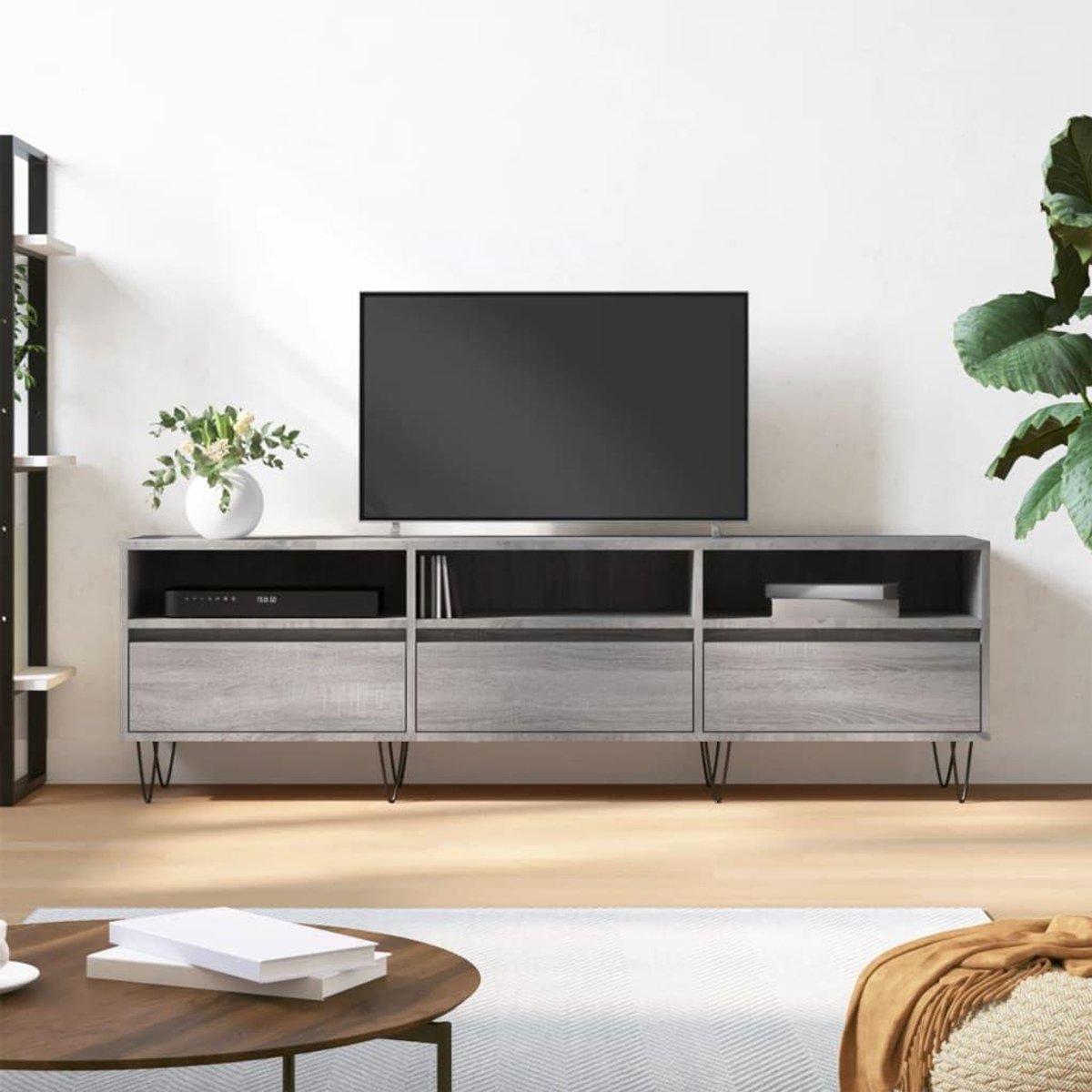 TV-kast - Mediameubel Dressoir - Opbergen Entertainment - Zes vakken - 150 cm breed - Grij