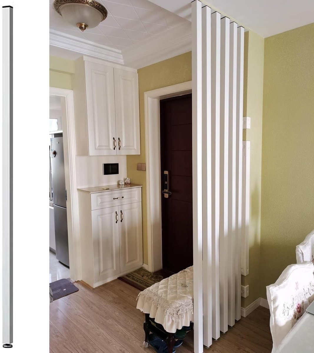 Houten Slatwand - Room Divider - Ruimte Verdelen - Boorvrije Installatie - 70-240cm - Wit