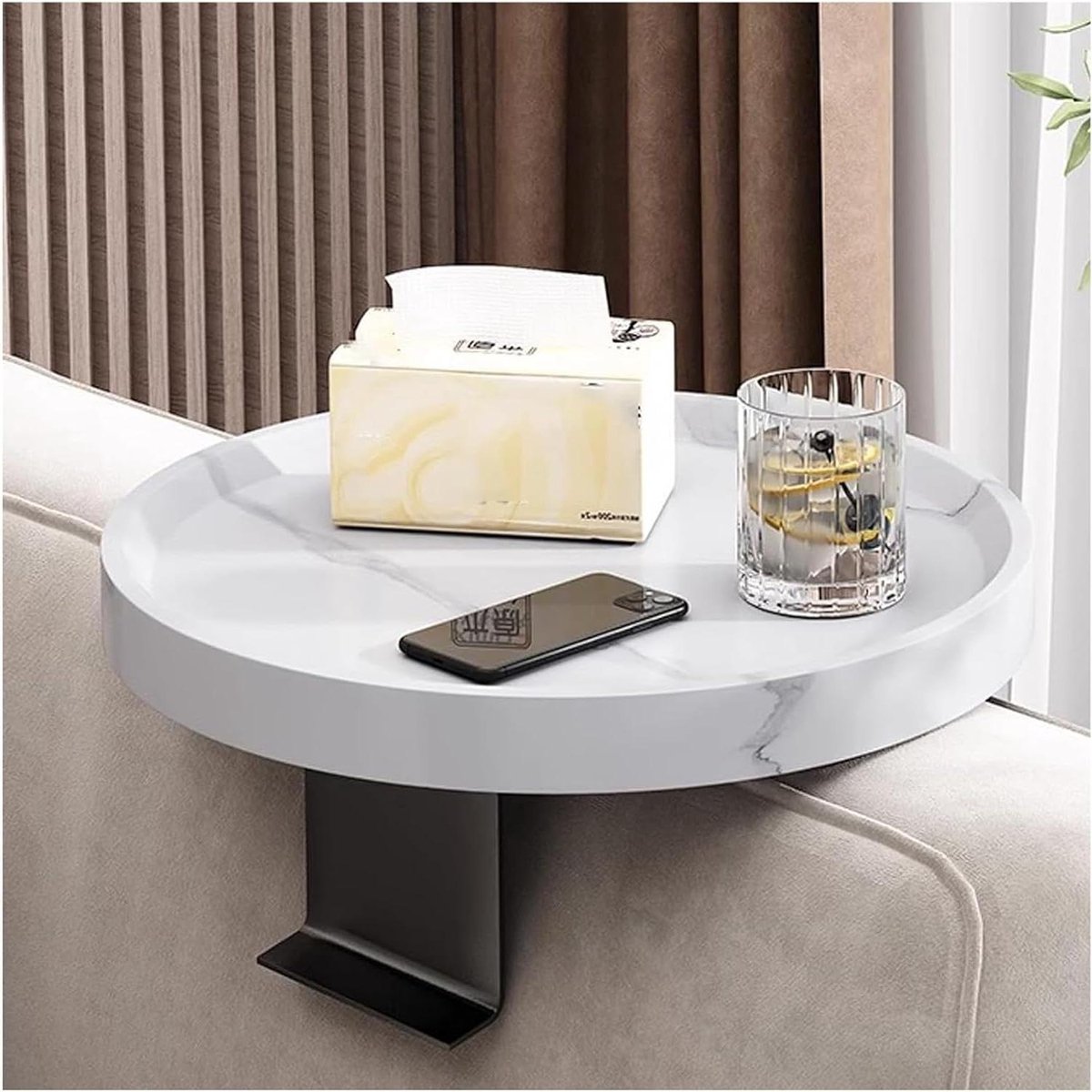 Bank Armleuning Tafel - Cliptafel Hout - Ontspannen op Bank - Ruimtebesparend Ontwerp - 30x10 cm - Wit