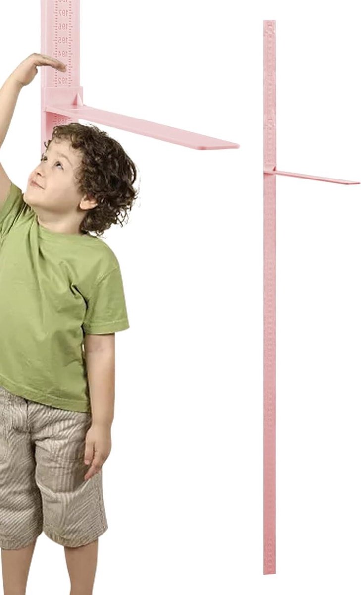 Kinder Maatliniaal - Groeimeter Wand - Hoogte Meten - Duurzaam ABS Materiaal - Tot 200 cm - Roze